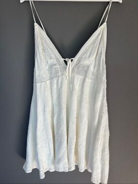 Dress Forum White Lace Trim Chemise Slip Dress Size S Cottagecore